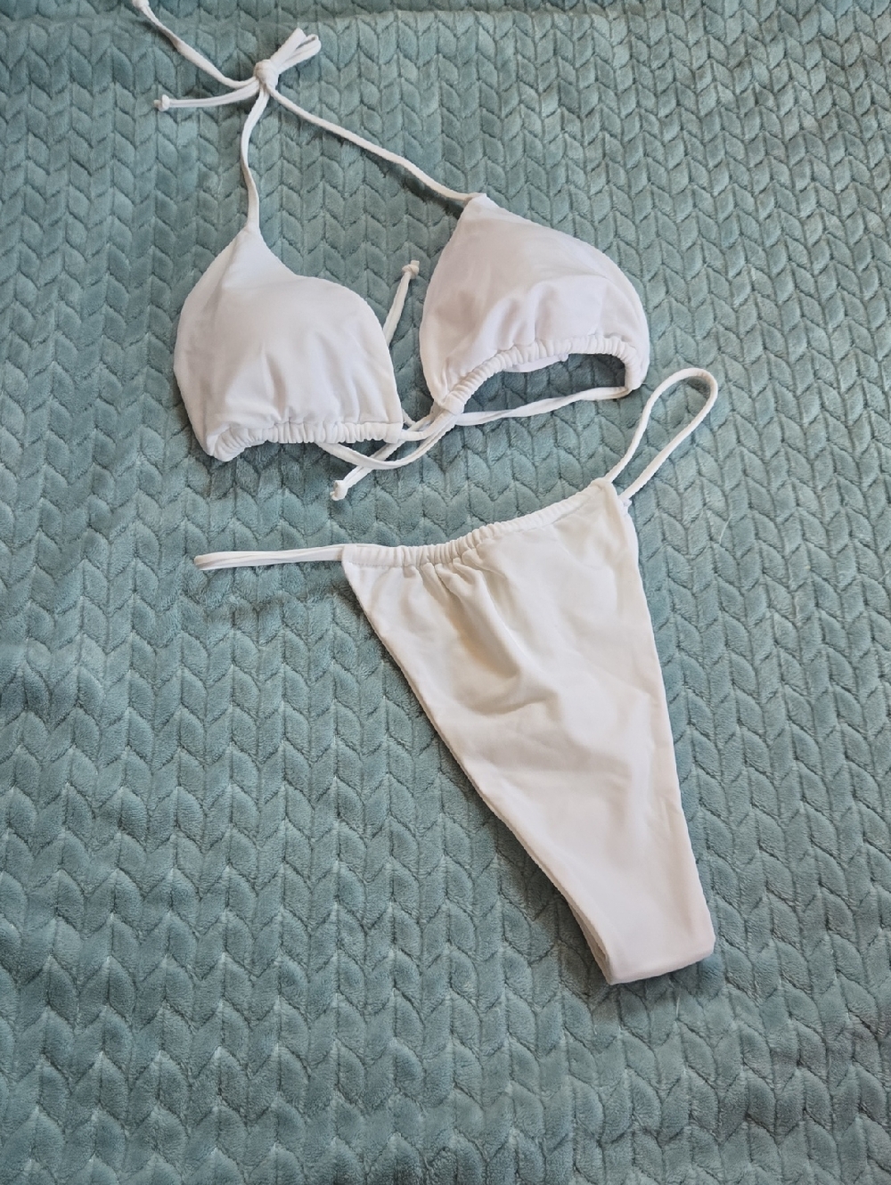 White Triangle String Bikini Set